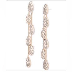 NWT Lauren Ralph Lauren Gold-Tone Pave Pear-Shape Linear Drop Earrings - Crystal